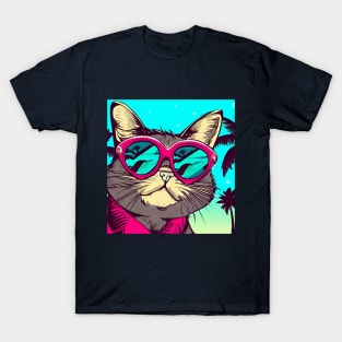 Chill cat IN SUMMER! (Background) T-Shirt